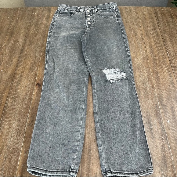 EXPRESS Jeans Mom Jeans Women’s 6 R Ankle Ripped Supper High Rise Straight - Picture 7 of 11